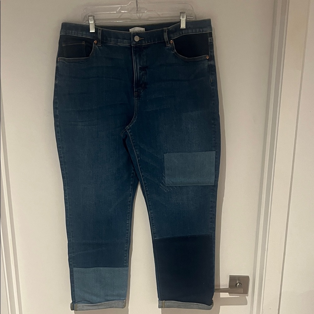 LOFT patchwork the Girlfriend cuff Jeans - image 2